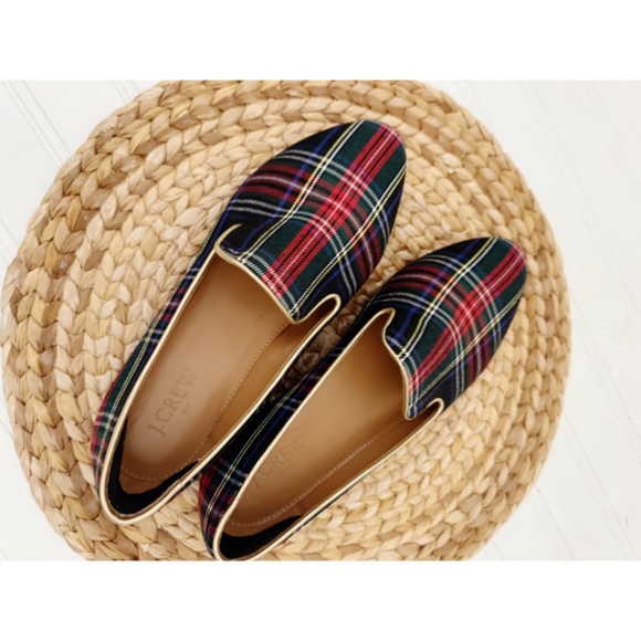 J. Crew Womens Smoking Slipper Black Tartan Plaid Loafers Shoes 7 - Picture 3 of 8